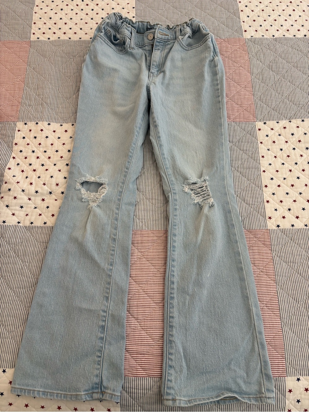 Old Navy Light Blue Distressed Flare Jeans - Girls